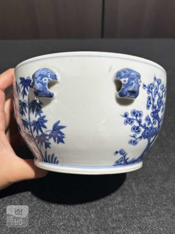 清光绪 青花岁寒三友图温碗 - 图4